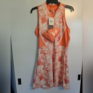 Adidas Women's Medium Golf / tennis Orange Floral Dress With Shorts